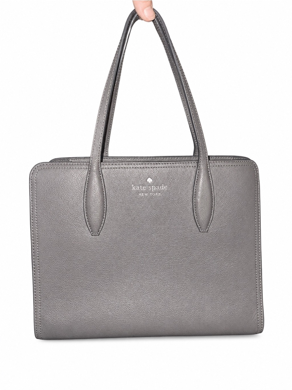 Kate Spade New York Medium Top Zip Satchel Hare Grey Pebbled Leather Purse